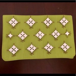 Satin & silk hand clutch with white stones